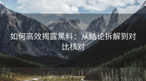 如何高效揭露黑料：从结论拆解到对比核对