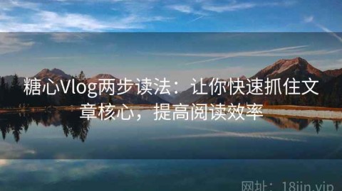 糖心Vlog两步读法：让你快速抓住文章核心，提高阅读效率