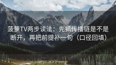 菠萝TV两步读法：先抓传播链是不是断开，再把前提补一句（口径回填）