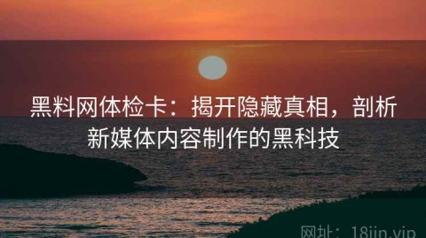 黑料网体检卡：揭开隐藏真相，剖析新媒体内容制作的黑科技
